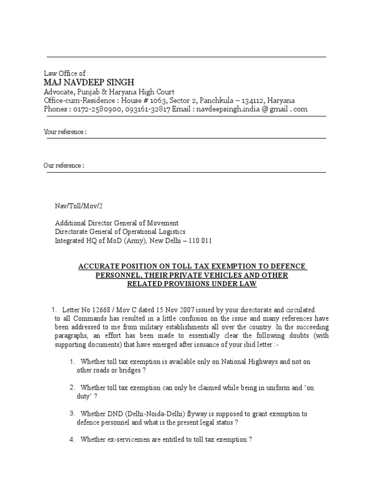 All About Defence Toll Exemption | PDF | Supreme Court Of India 