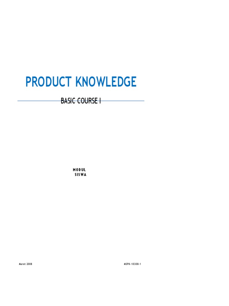Product Knowledge Basic Course I Modul Siswa | PDF | Seni | Teknologi ...