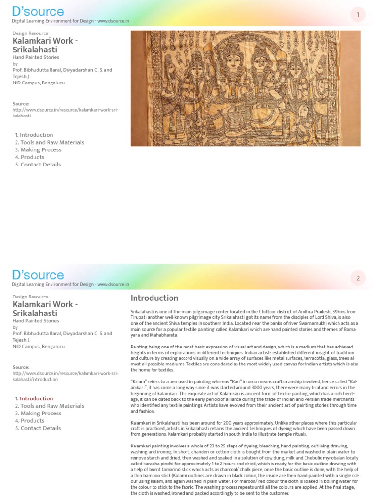 Srikalahasti Kalamkari Techniques | PDF | Textiles