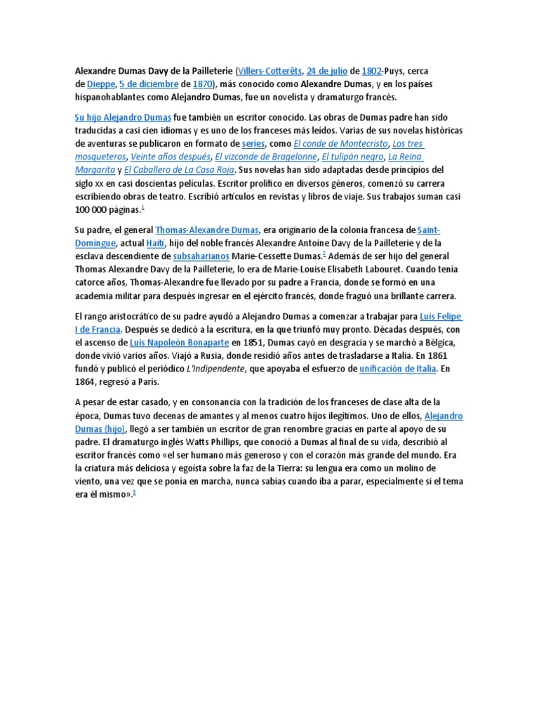 Alexandre Dumas Davy de La Pailleterie PDF Alexandre Dumas