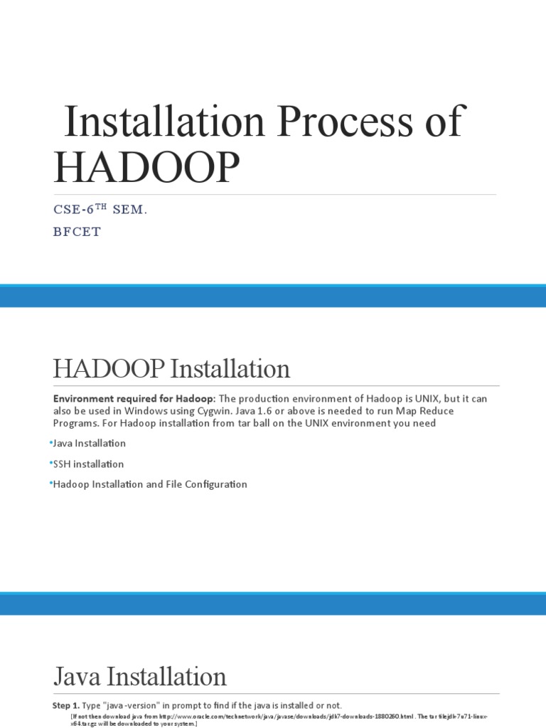 Installation Process of HADOOP | PDF | Apache Hadoop | Java ...