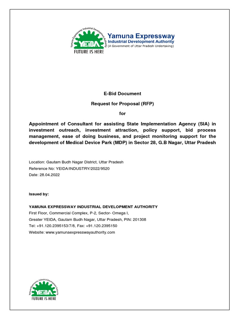 RFP for Medical Device Park Consultant | PDF | Request For Proposal ...