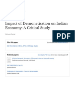 Impact of Demonetisation On Indian Economy: A Critical Study