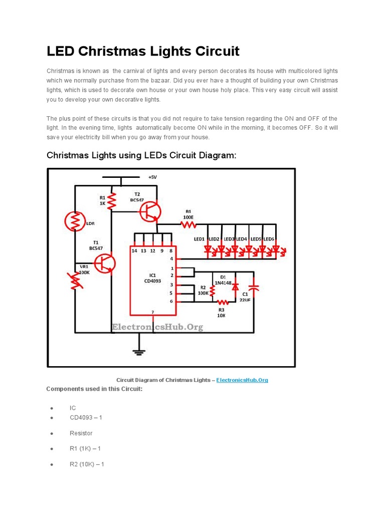 Christmas Lights Using Leds Circuit Diagram PDF Electronic Circuits