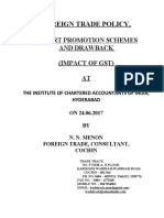 Foreign Trade Policy,: Export Promotion Schemes and Drawback (Impact of GST) AT