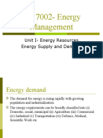 CX 7002-Energy Management: Unit I - Energy Resources Energy Supply and Demand