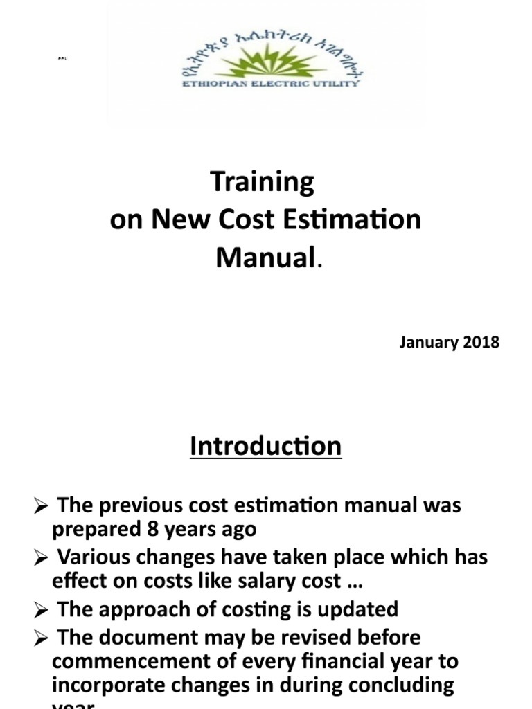 UPDATED New Cost Estimation Manual Final PDF Transformer Electricity