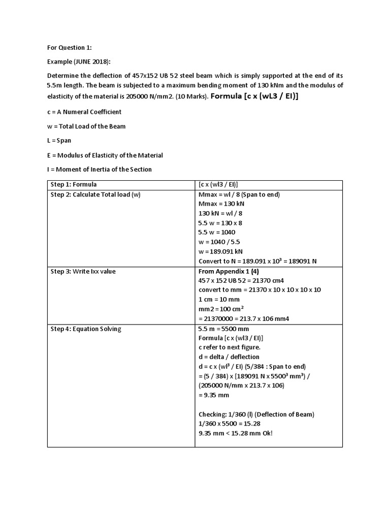 Beam Deflection Calculation Guide | PDF | Beam (Structure) | Building ...