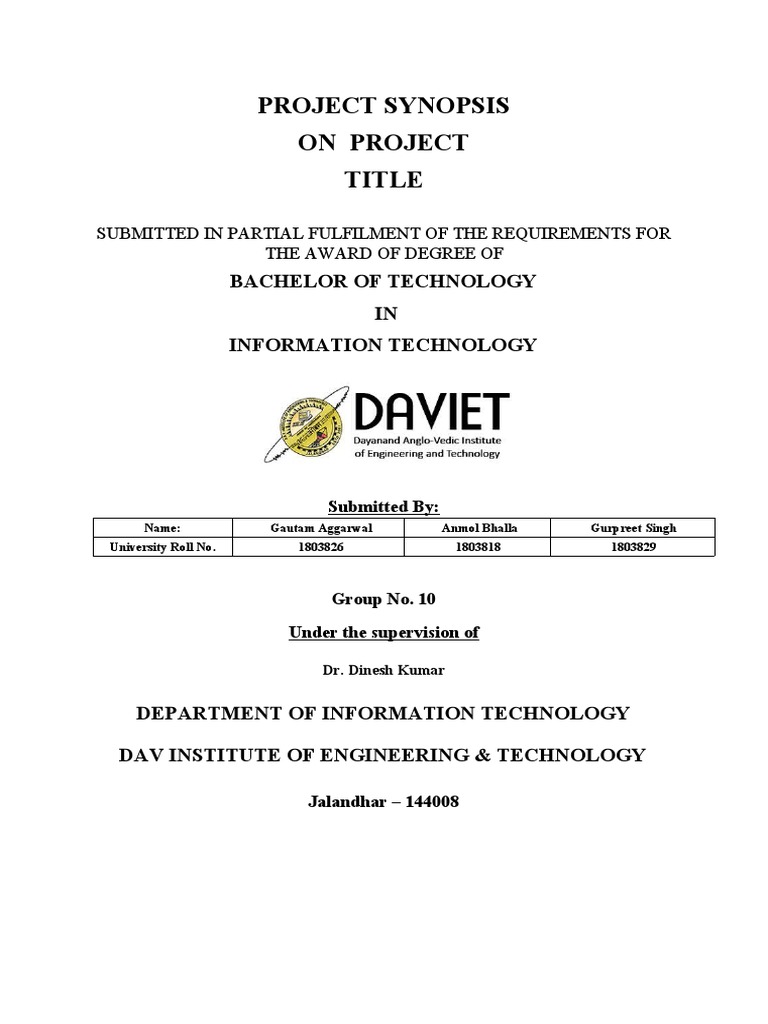 Project Synopsis Format | PDF | Software | Information Technology ...