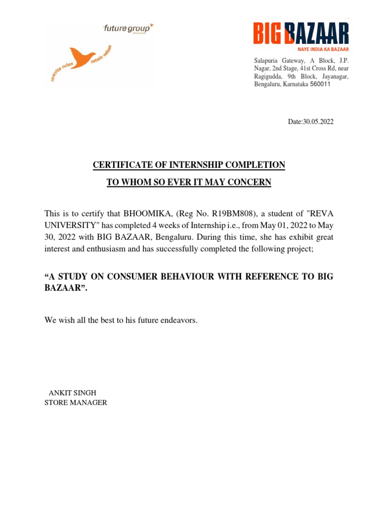 BIG BAZAAR CERTIFICATE(1) PDF