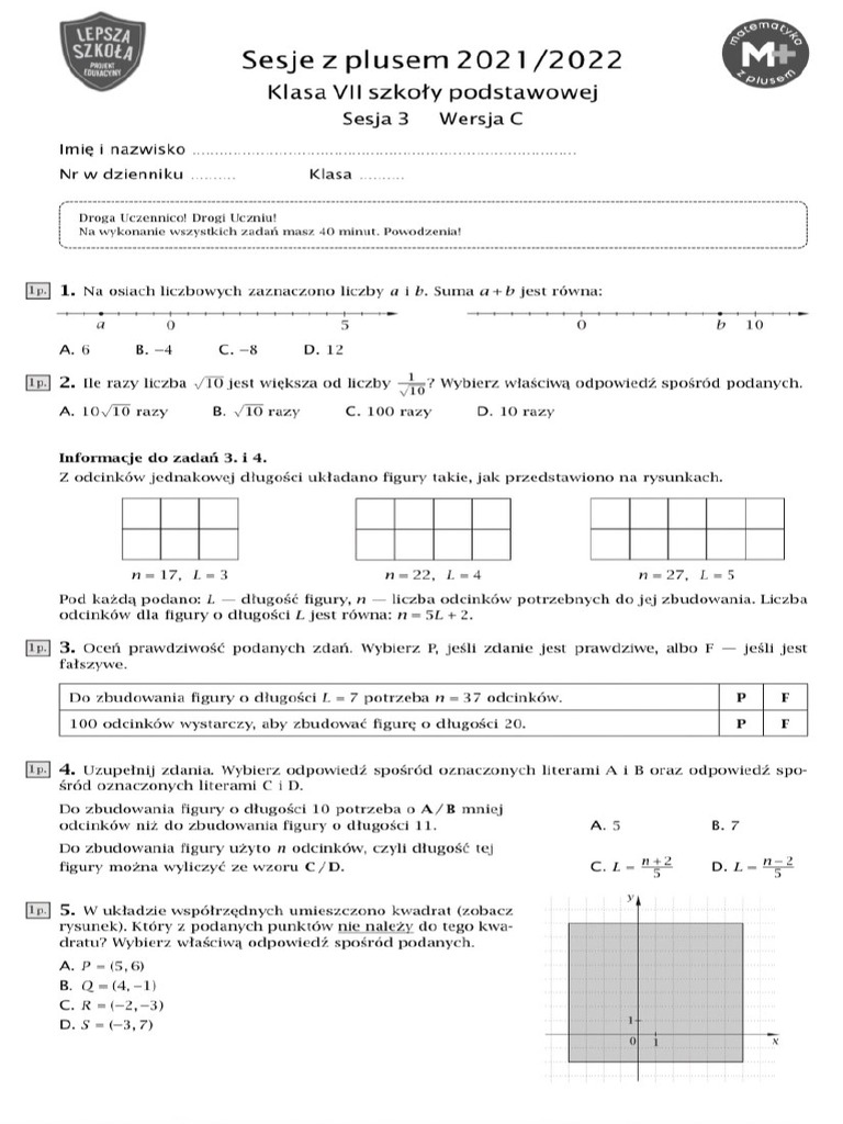Sesja Z Plusem Klasa 7 Testy