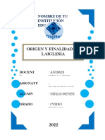 Origen y Finalidad de La Iglesia