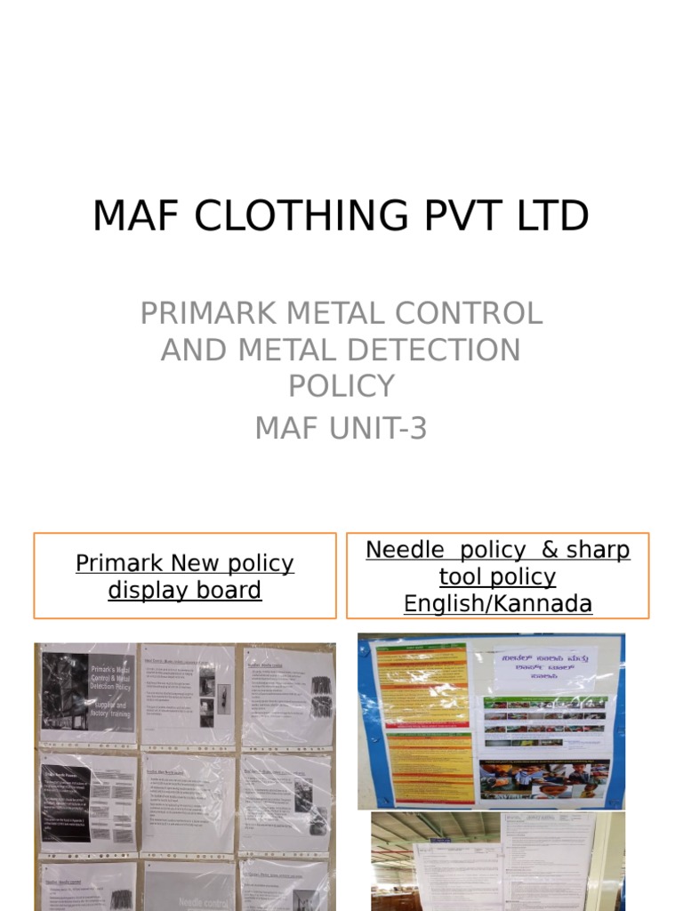 PRIMARK Metal Control and Metal Detection Policy... Maf Unit-3 (PDF ...