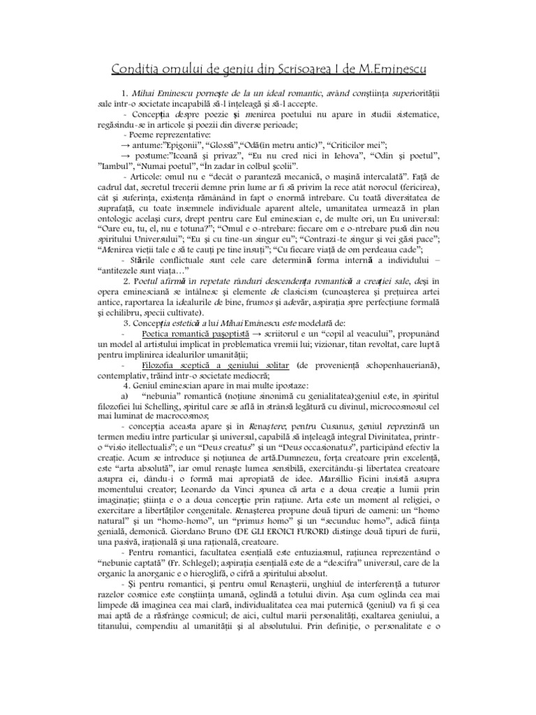 Conditia Omului De Geniu Conditia Omului de Geniu Din Scrisoarea I de M | PDF