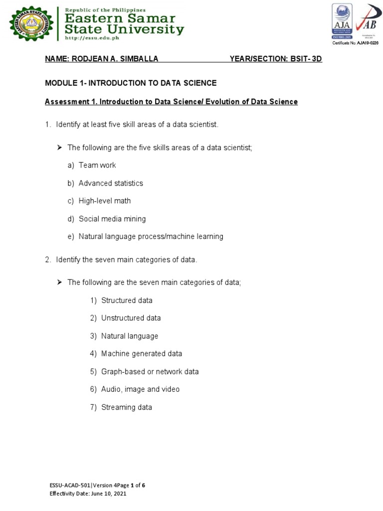 Data Science Essentials for BSIT Students | PDF | Data Science | Big Data