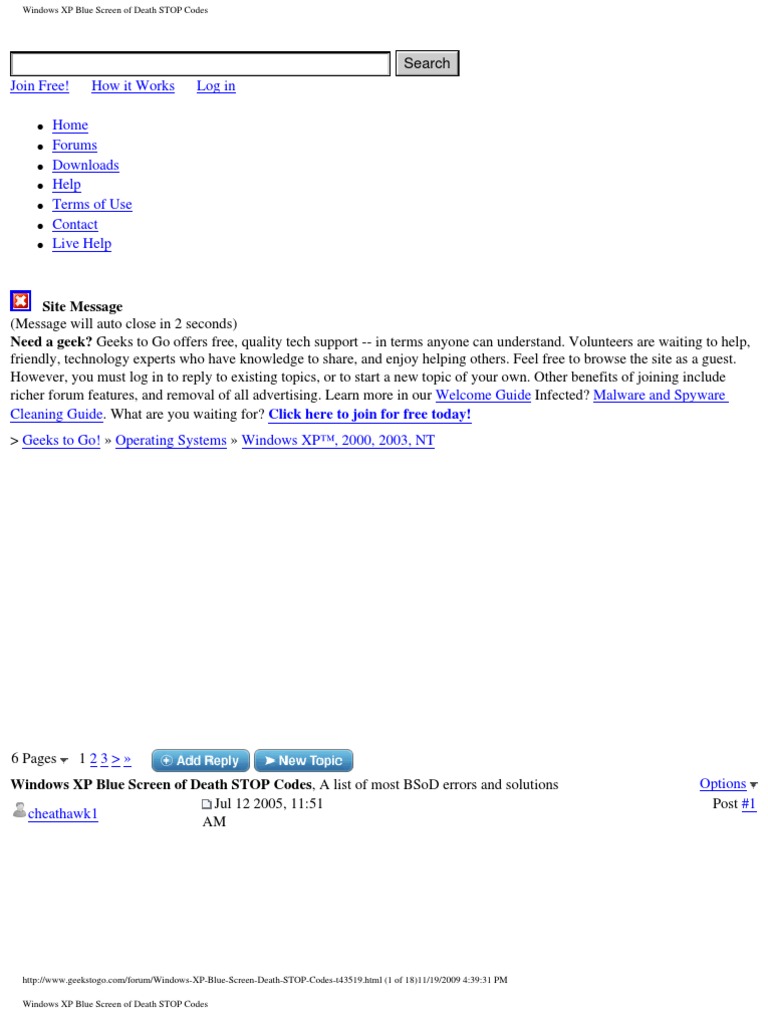 Windows XP Blue Screen of Death STOP Codes PDF Device Driver Booting