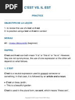 C'Est vs. Il Est: Practice