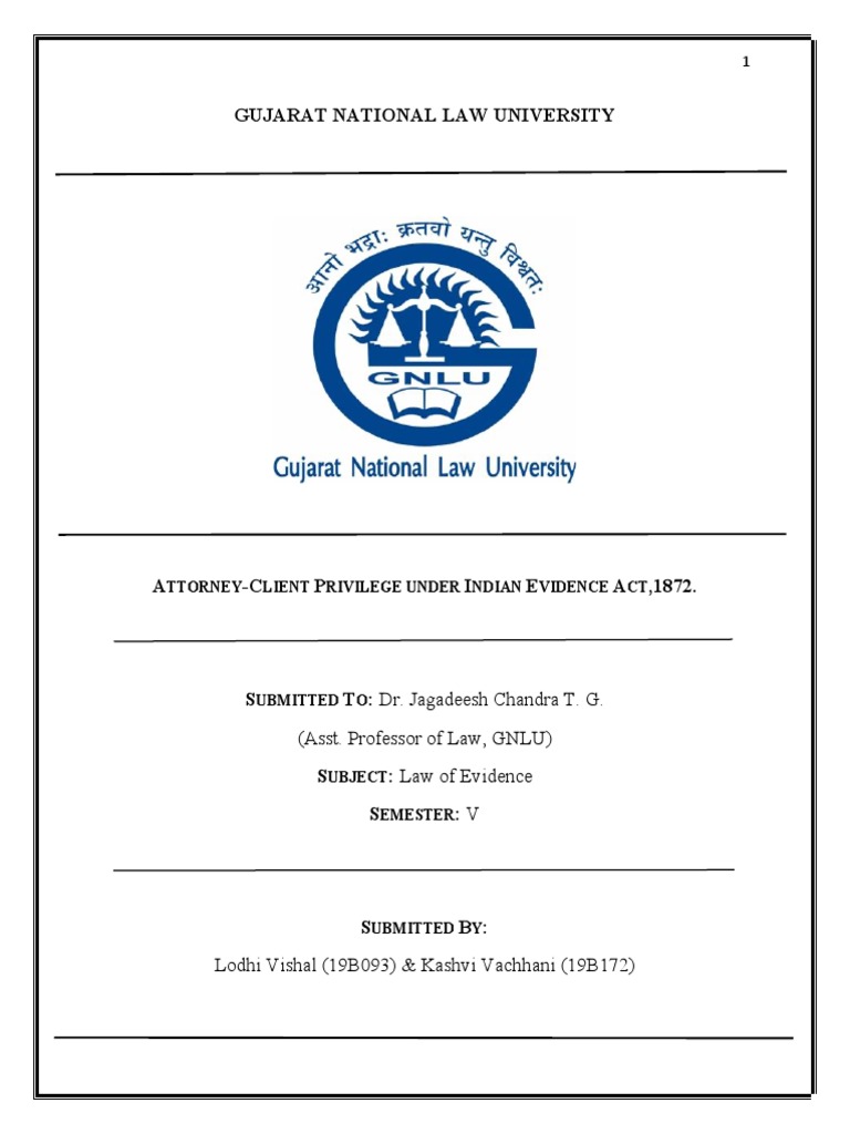 AttorneyClient Privilege Under Indian Evidence Act, 1872. PDF