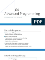 CMP2004 Advanced Programming: Lecture 6 Exception Handling