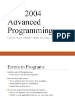 CMP2004 Advanced Programming: Lecture 6 Exception Handling