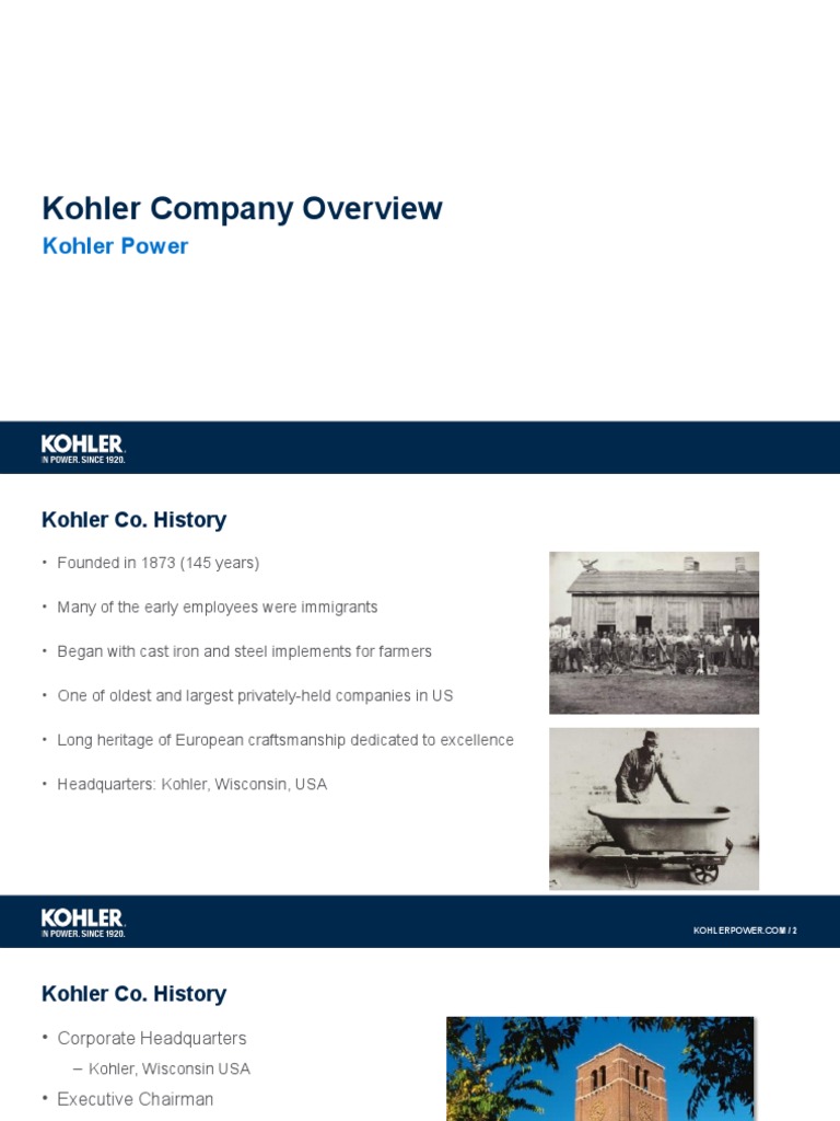 Kohler History Presentation PDF Manufactured Goods