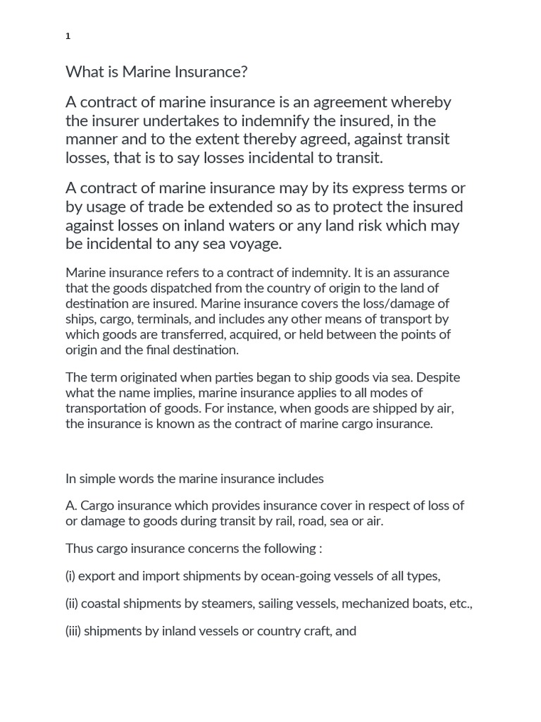 Understanding Marine Insurance Basics | PDF | Insurance | Ships