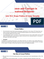 New Phenomenon and Concepts in International Relations: Unit 15.3: Green Politics & Cyber Security