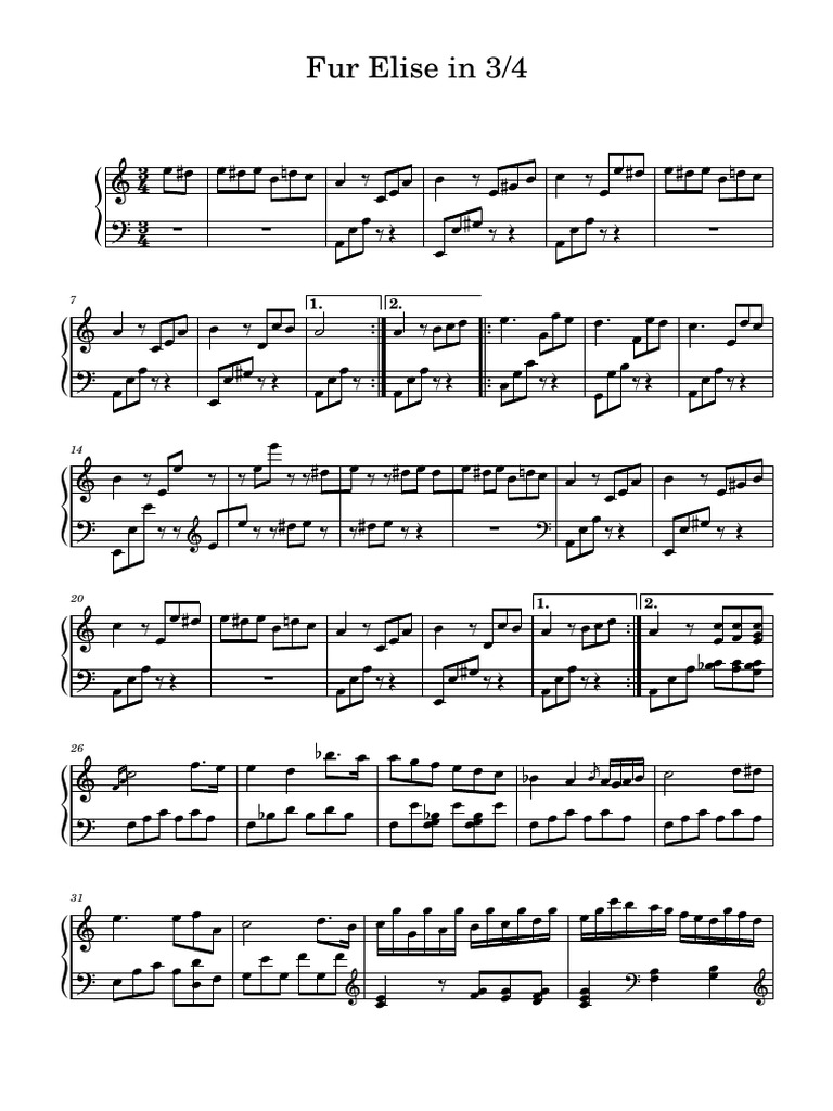 Fur Elise in 3 4 | PDF