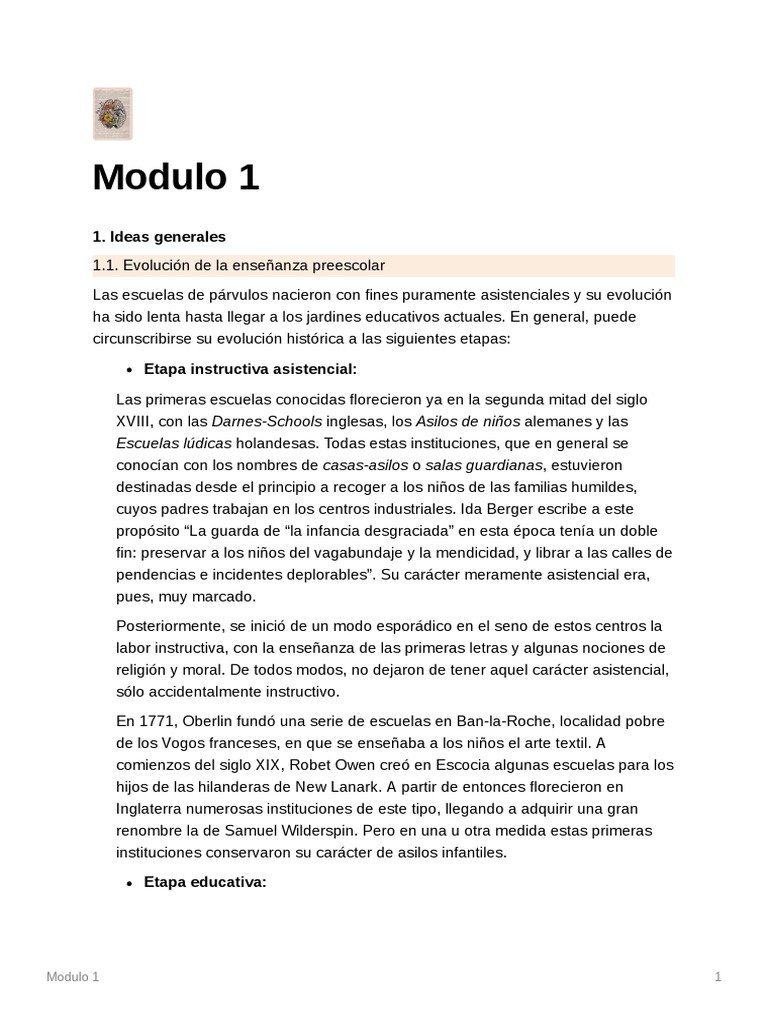 Modulo 1 | PDF | Educación de la primera infancia | Aprendizaje