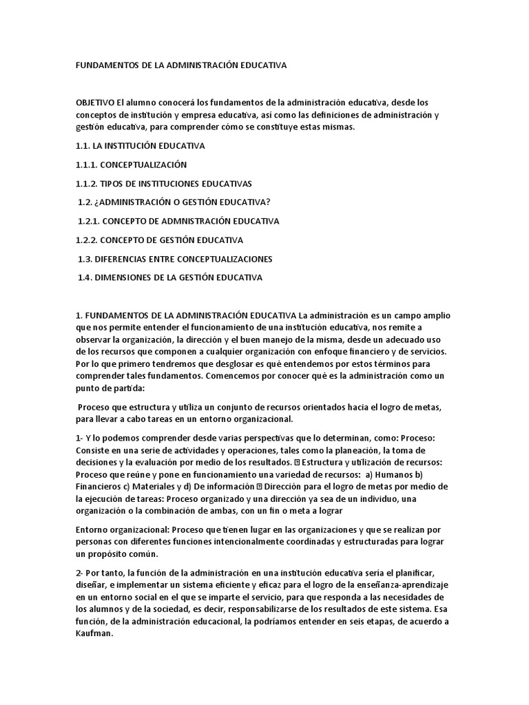 Fundamentos de la Administración Educativa | PDF | Sociedad | Business