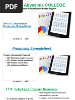 New Abyssinia COLLEGE: Unit of Competence: Producing Spreadsheet