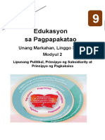 EsP9 - Q1 - Mod2 - Lipunang Pulitikal, Prinsipyo NG Subsidiary at Prinsipyo NG Pagkakaisa - Version 3