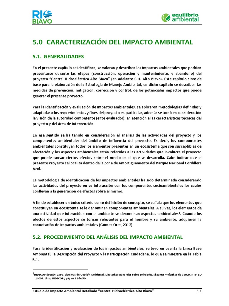 Impacto Ambiental de la Hidroeléctrica Alto Biavo | PDF | Evaluación de ...