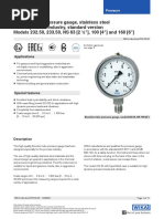 Bourdon Tube Pressure Gauge, Stainless Steel For The Process Industry, Standard Version Models 232.50, 233.50, NS 63 (2 "), 100 (4") and 160 (6")