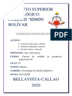 Control calidad cemento Instituto Tecnológico Público Simón Bolívar