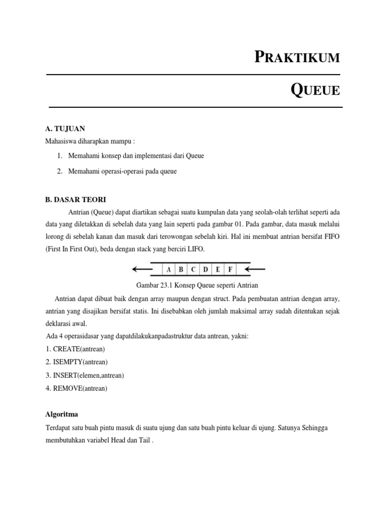 Konsep dan Implementasi Queue C | PDF