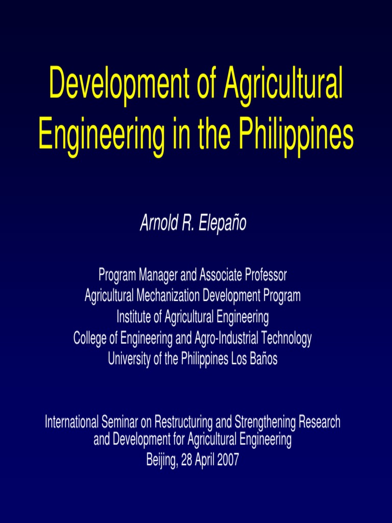 Development of Agricultural Engineering in The Philippines Arnold R