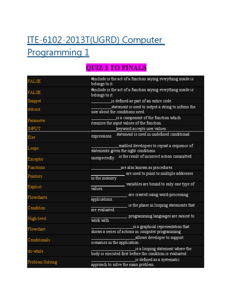 Computer Programming 1docx PDF Free | PDF | C++ | Subroutine