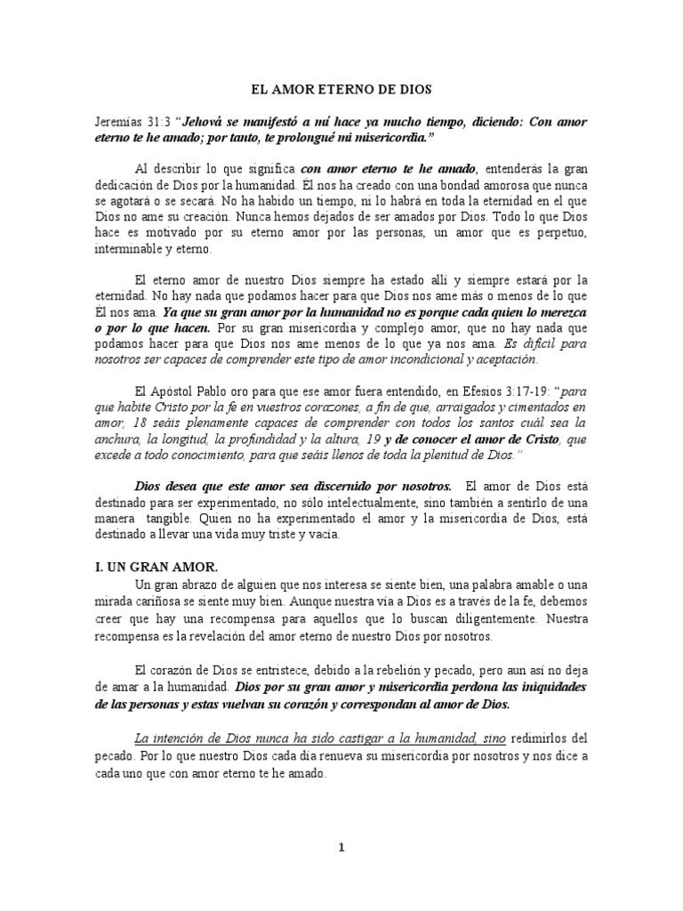 El Eterno Amor de Dios por la Humanidad | PDF | Amor | Pecado