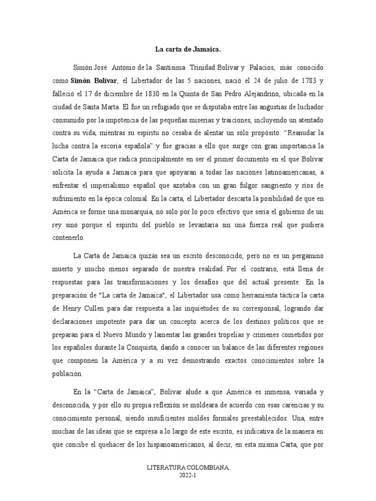 La Carta de Jamaica PDF