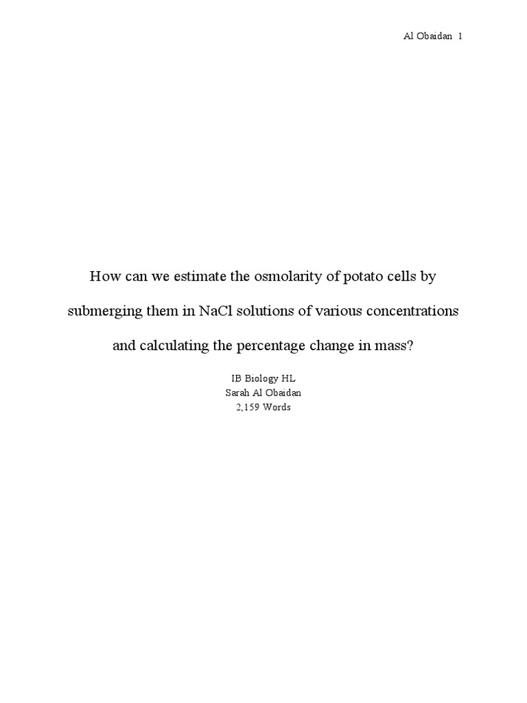 Osmolarity Biology Lab Report PDF Osmosis Chemistry
