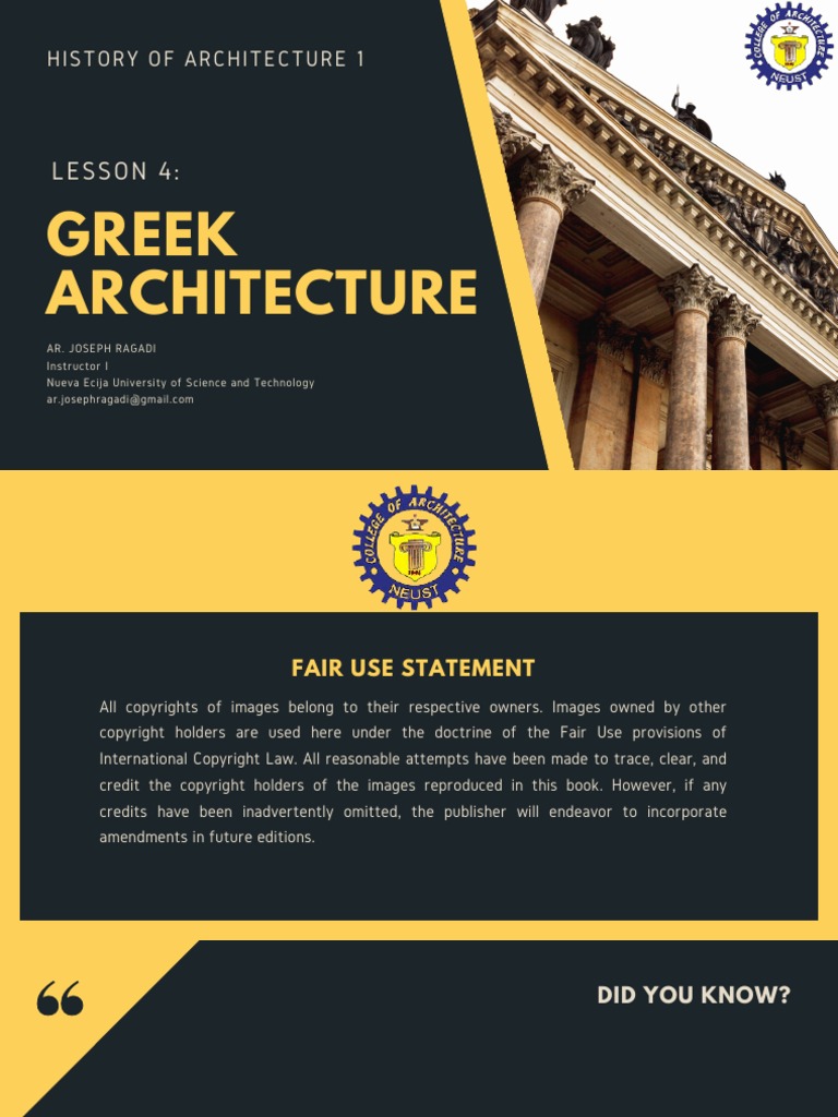 Lesson 4 - Greek Architecture (1) - 1 | PDF | Mycenaean Greece | Column