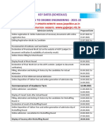 Key Dates (Schedule) Diploma To Degree Engineering - 2021-22