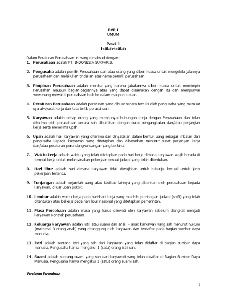 Draft Peraturan Perusahaan PDF