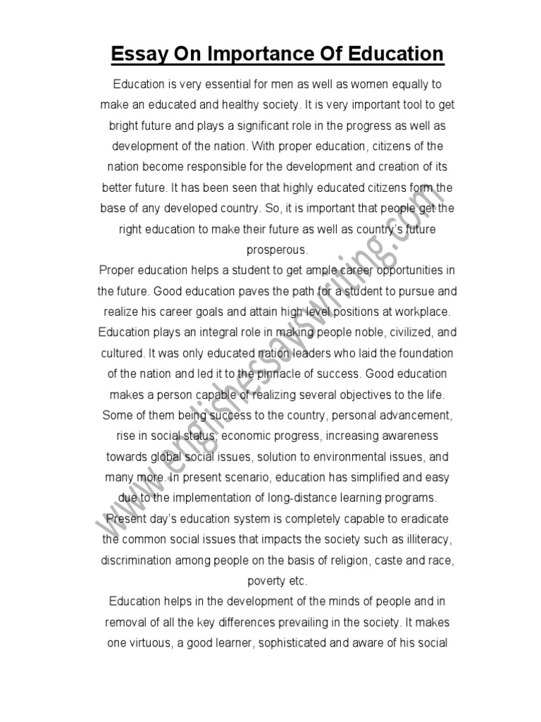 a short essay on importance of education
