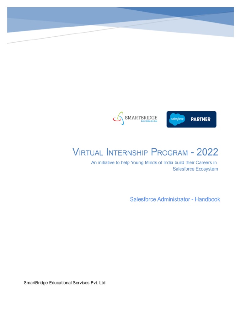 Salesforce Virtual Internship - Admin Track HandBook | PDF | Customer ...