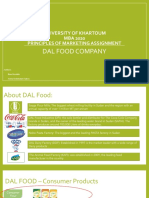Dal Food Company: University of Khartoum MBA 2020 Principles of Marketing Assignment