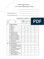 Confidential Assessment Report For MCA / I-MCA Students Undergoing Industrial Training