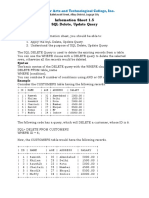 Computer Arts and Technological College, Inc.: Information Sheet 1.5 SQL Delete, Update Query