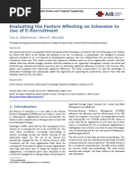 Evaluating The Factors Affecting On Intension To Use of E-Recruitment